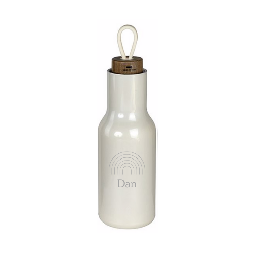 בקבוק תרמי עם סוגר עץ בעיצוב אישי